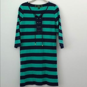 Nautical stripe 3/4 sleeve dress